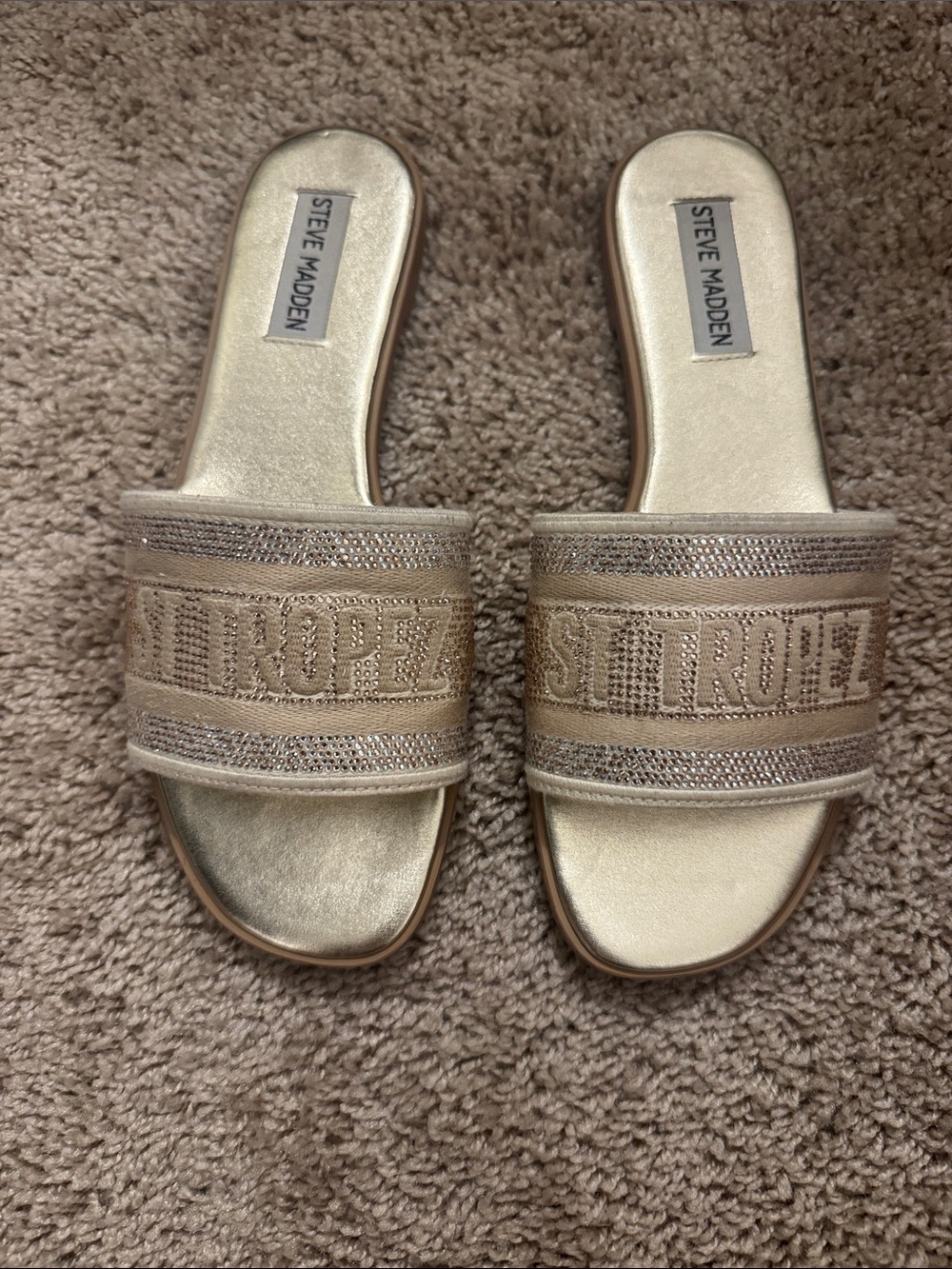 Women’s sandals cream sparkle - Picture 2 of 3